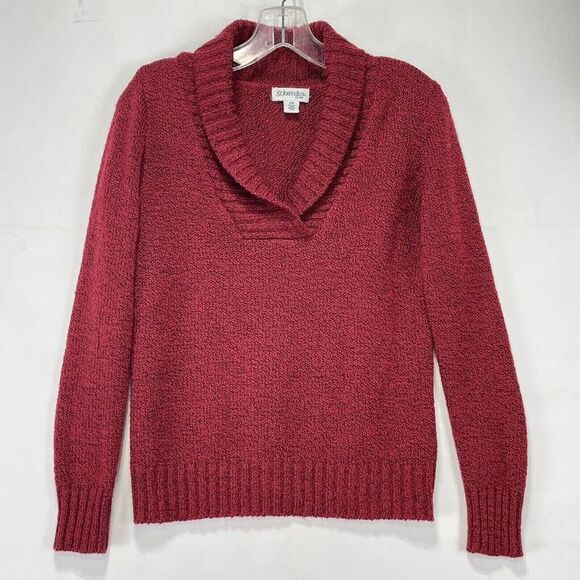 St Johns Bay Women Shawl Sweater Size MP Red Long Sleeves Casual - Picture 12 of 15